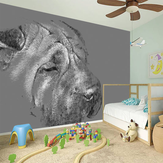 Monochrome Shar Pei Print Wall Sticker