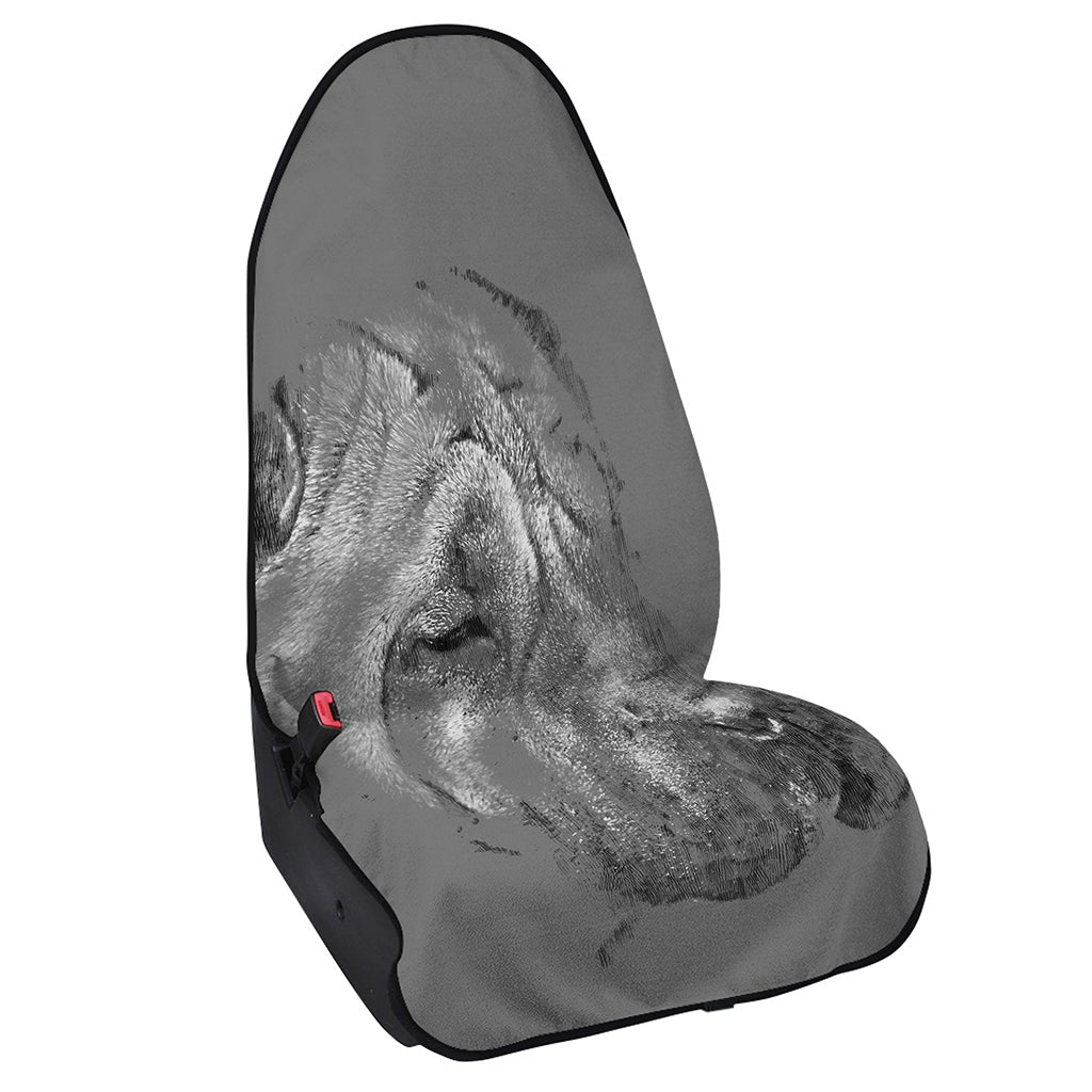 Monochrome Shar Pei Print Waterproof Car Seat Cover