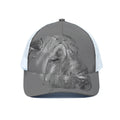 Monochrome Shar Pei Print White Mesh Trucker Hat