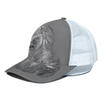 Monochrome Shar Pei Print White Mesh Trucker Cap