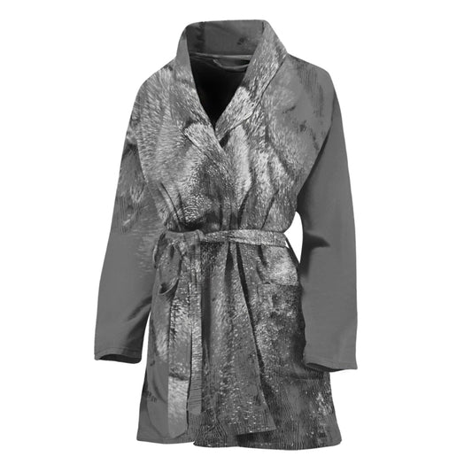 Monochrome Shar Pei Print Women's Bathrobe