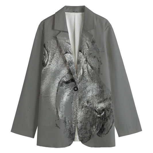 Monochrome Shar Pei Print Women's Blazer