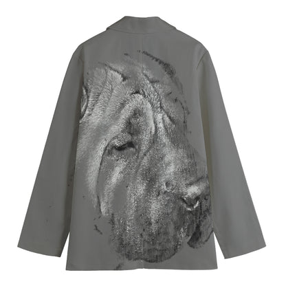 Monochrome Shar Pei Print Women's Blazer