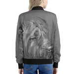 Monochrome Shar Pei Print Women's Bomber Jacket