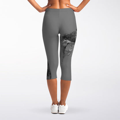 Monochrome Shar Pei Print Women's Capri Leggings