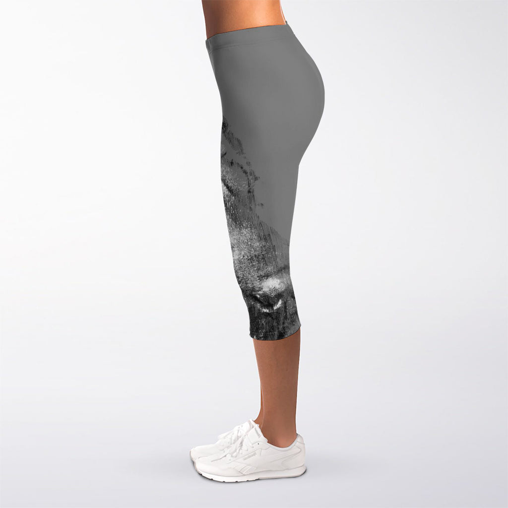 Monochrome Shar Pei Print Women's Capri Leggings