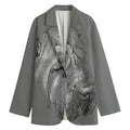 Monochrome Shar Pei Print Women's Cotton Blazer