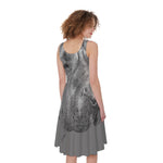 Monochrome Shar Pei Print Women's Sleeveless Dress