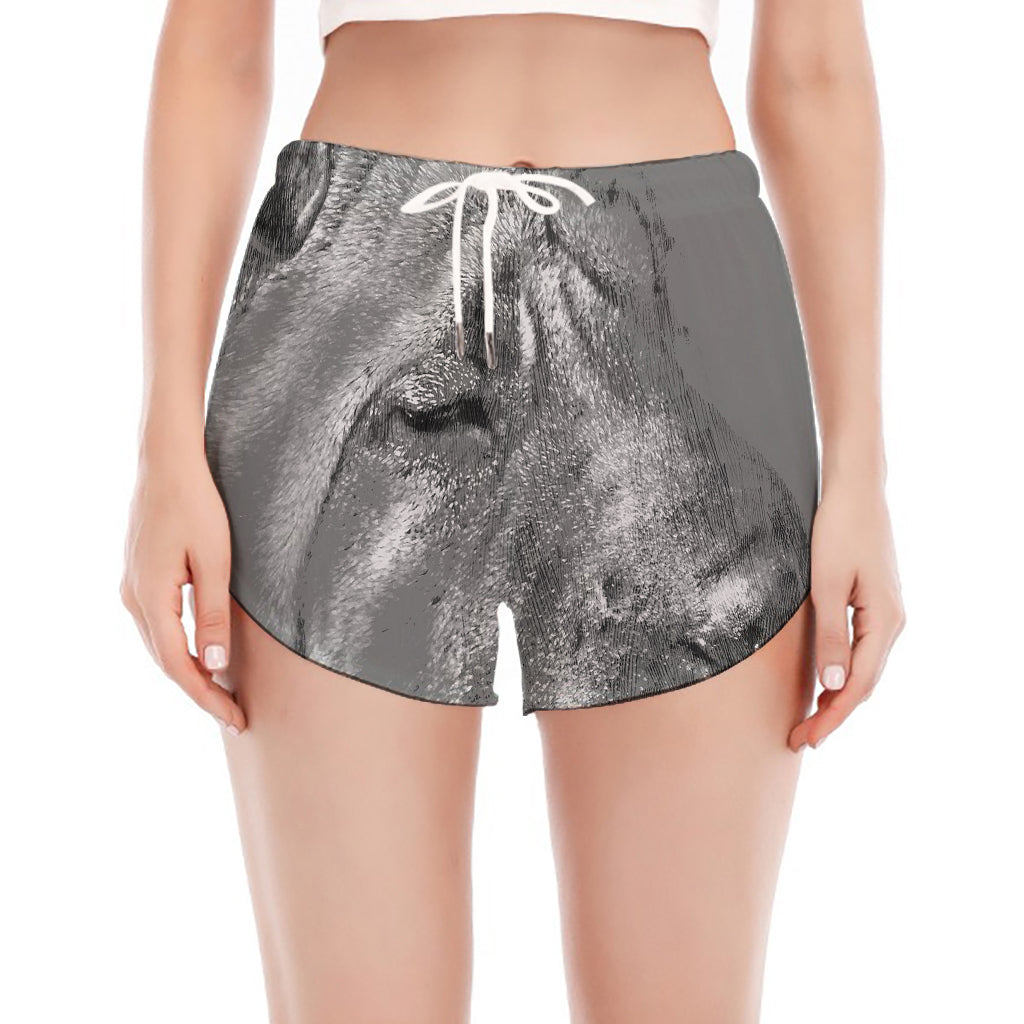 Monochrome Shar Pei Print Women's Split Running Shorts