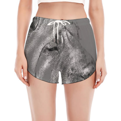 Monochrome Shar Pei Print Women's Split Running Shorts