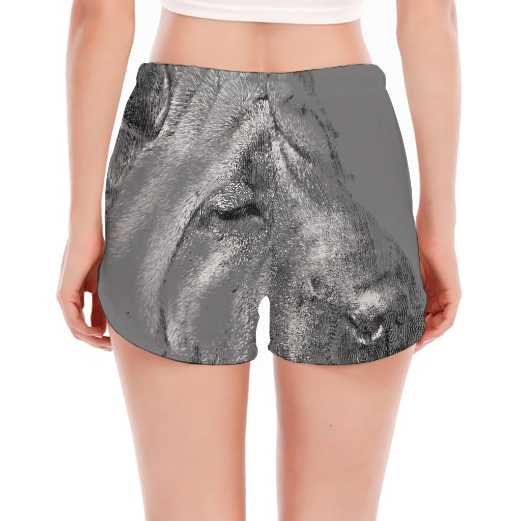 Monochrome Shar Pei Print Women's Split Running Shorts