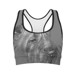 Monochrome Shar Pei Print Women's Sports Bra