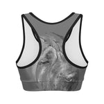 Monochrome Shar Pei Print Women's Sports Bra