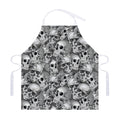Monochrome Skull Flowers Pattern Print Adjustable Apron
