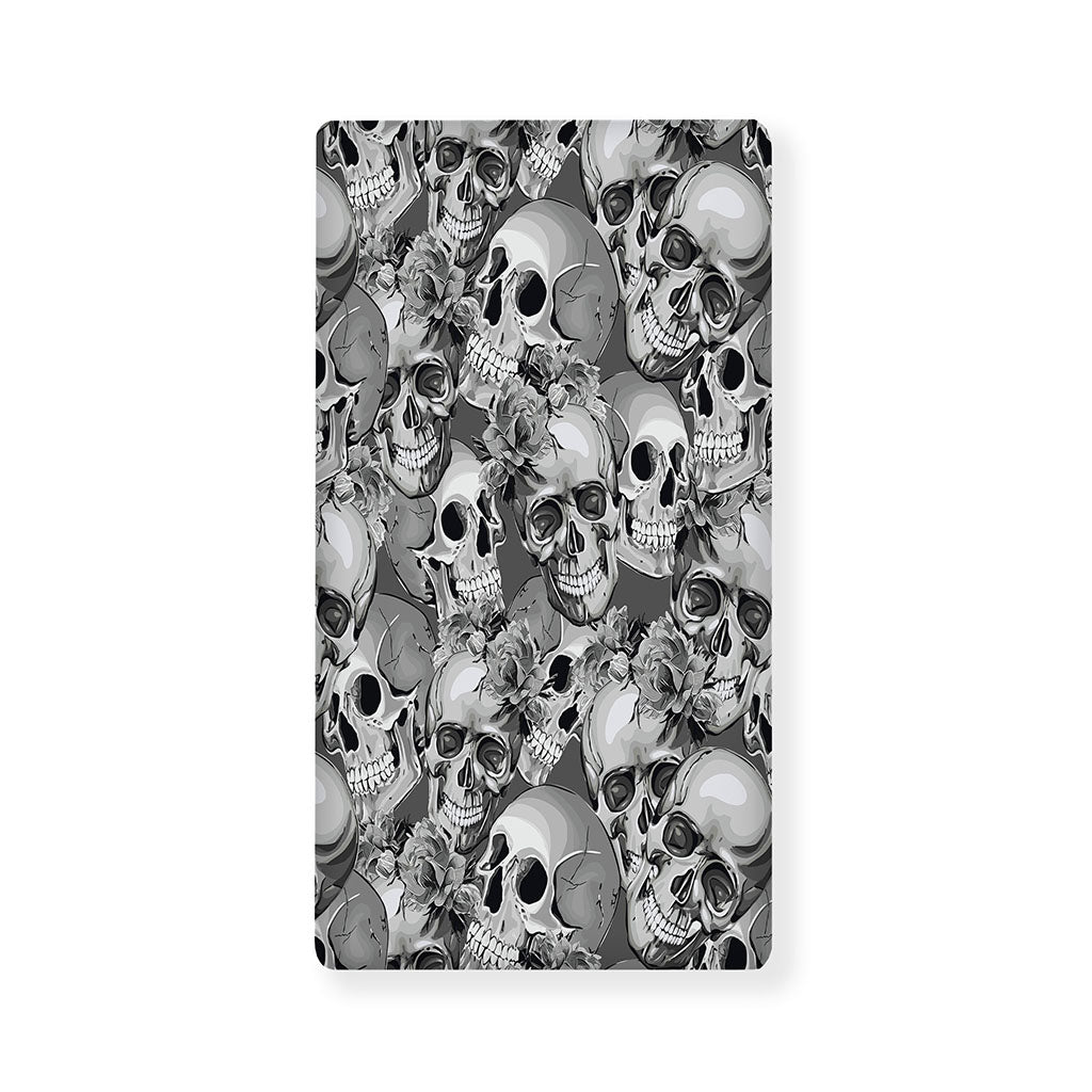 Monochrome Skull Flowers Pattern Print Baby Crib Sheet