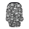 Monochrome Skull Flowers Pattern Print Baby Seat Cover