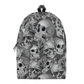 Monochrome Skull Flowers Pattern Print School Backpack