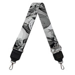 Monochrome Skull Flowers Pattern Print Bag Strap