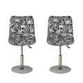 Monochrome Skull Flowers Pattern Print Bar Stool Covers