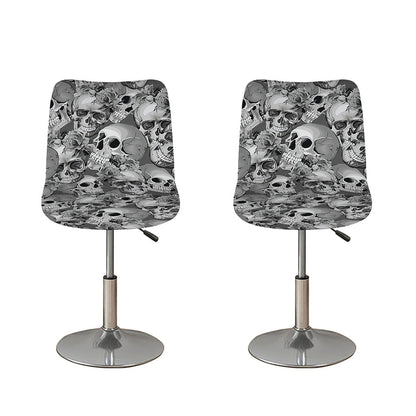 Monochrome Skull Flowers Pattern Print Bar Stool Covers