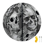 Monochrome Skull Flowers Pattern Print Basketball