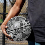 Monochrome Skull Flowers Pattern Print Basketball