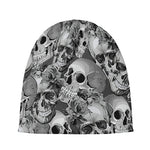 Monochrome Skull Flowers Pattern Print Beanie