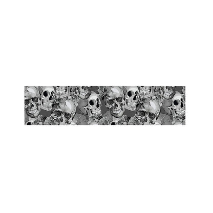 Monochrome Skull Flowers Pattern Print Bed Runner