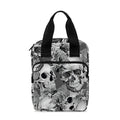 Monochrome Skull Flowers Pattern Print Bible Tote Bag
