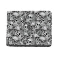 Monochrome Skull Flowers Pattern Print Bifold Wallet