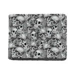 Monochrome Skull Flowers Pattern Print Bifold Wallet
