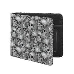 Monochrome Skull Flowers Pattern Print Bifold Wallet