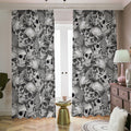 Monochrome Skull Flowers Pattern Print Dimout Pencil Pleat Curtains