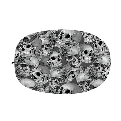 Monochrome Skull Flowers Pattern Print Car Side Mirror Covers