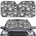 Monochrome Skull Flowers Pattern Print Car Windshield Sun Shade