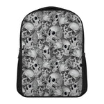 Monochrome Skull Flowers Pattern Print Casual Backpack