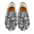 Monochrome Skull Flowers Pattern Print Casual Shoes