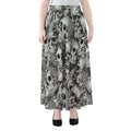 Monochrome Skull Flowers Pattern Print Chiffon Maxi Skirt
