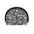 Monochrome Skull Flowers Pattern Print Coin Purse