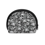 Monochrome Skull Flowers Pattern Print Coin Purse