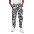 Monochrome Skull Flowers Pattern Print Cotton Sweatpants