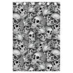 Monochrome Skull Flowers Pattern Print Curtain