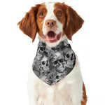 Monochrome Skull Flowers Pattern Print Dog Bandana