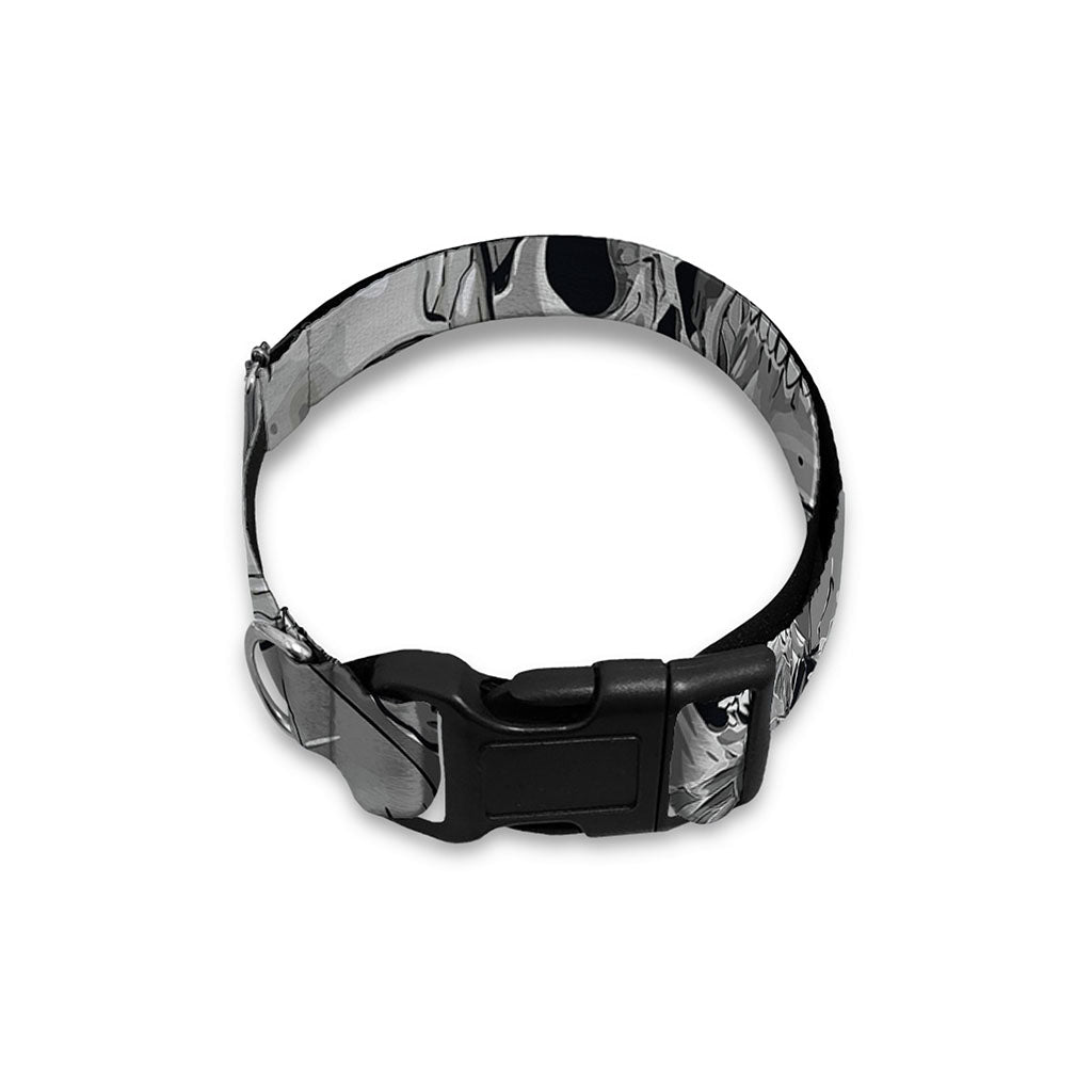 Monochrome Skull Flowers Pattern Print Dog Collar