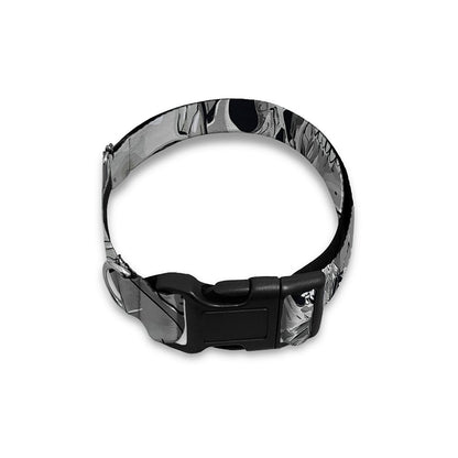 Monochrome Skull Flowers Pattern Print Dog Collar