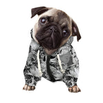 Monochrome Skull Flowers Pattern Print Dog Zip Up Hoodie