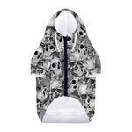 Monochrome Skull Flowers Pattern Print Dog Zip Up Hoodie