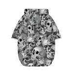 Monochrome Skull Flowers Pattern Print Dog Zip Up Hoodie
