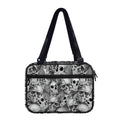 Monochrome Skull Flowers Pattern Print Double Strap Bible Bag