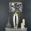 Monochrome Skull Flowers Pattern Print Drum Lamp Shade